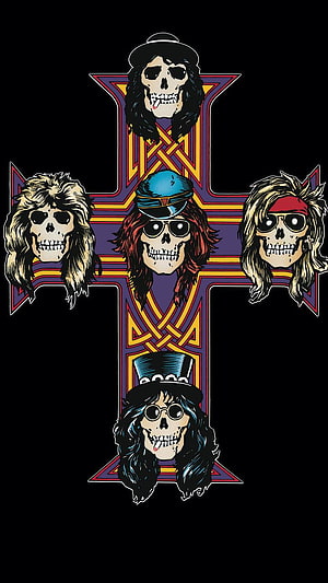 Guns N Roses Skull Cross Rock Band Artwork HD phone wallpaper