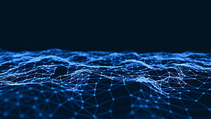 Glowing Blue Digital Network Mesh on Dark Background HD wallpaper