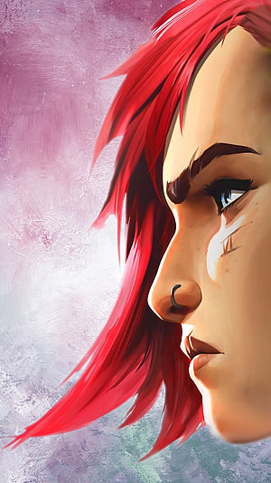 Vi from Arcane League of Legends Red Hair Profile Portrait HD phone wallpaper