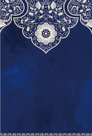 Navy Blue Islamic Floral Mandala Pattern with Vintage Texture and Ornate Border Design HD phone wallpaper