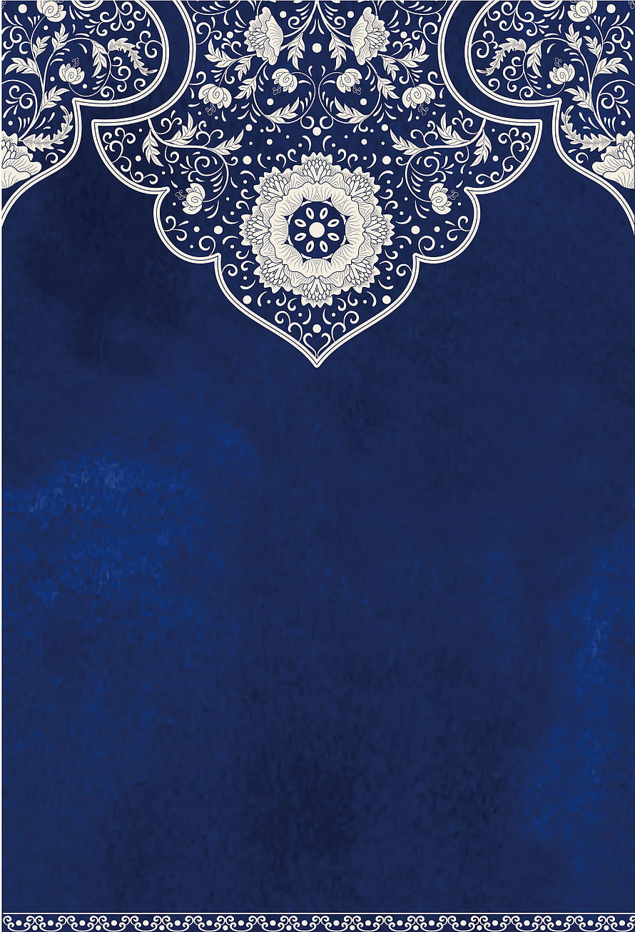 Navy Blue Islamic Floral Mandala Pattern with Vintage Texture and Ornate Border Design HD phone wallpaper