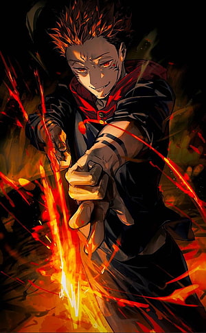 Ryomen Sukuna from Jujutsu Kaisen Wielding Cursed Energy in Dark Anime Art HD phone wallpaper