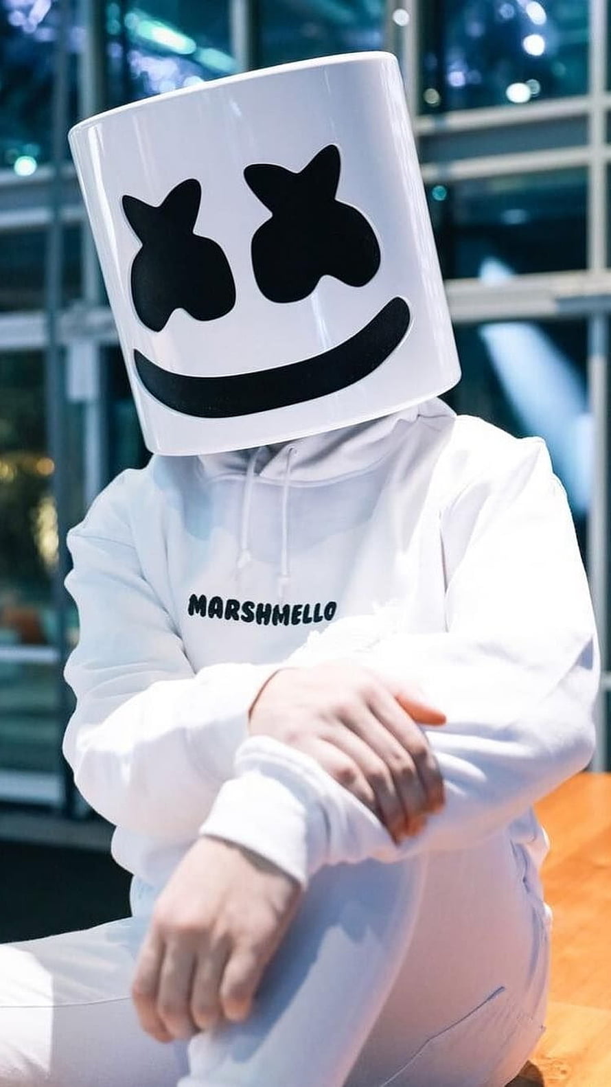 Marshmello in White Hoodie and Iconic Mask HD phone wallpaper
