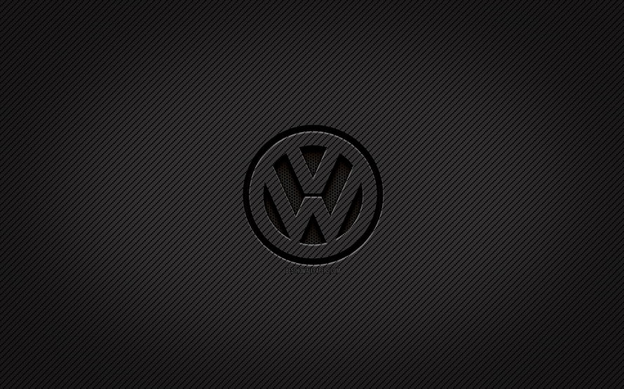 Volkswagen Carbon Fiber Emblem on Dark Textured Background HD wallpaper