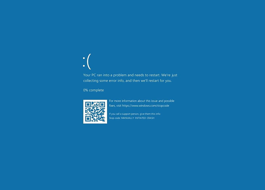 Windows 10 Blue Screen of Death Error Screen with QR Code and Sad Face Icon HD wallpaper