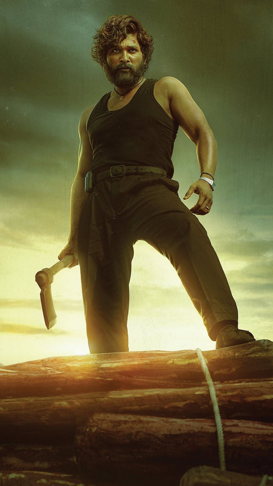 Pushpa 2 The Rule Allu Arjun Character Poster with Axe HD phone wallpaper