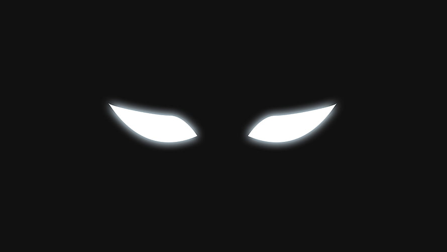 Glowing White Devil Eyes in Pitch Black Darkness Minimalist Horror Art HD wallpaper