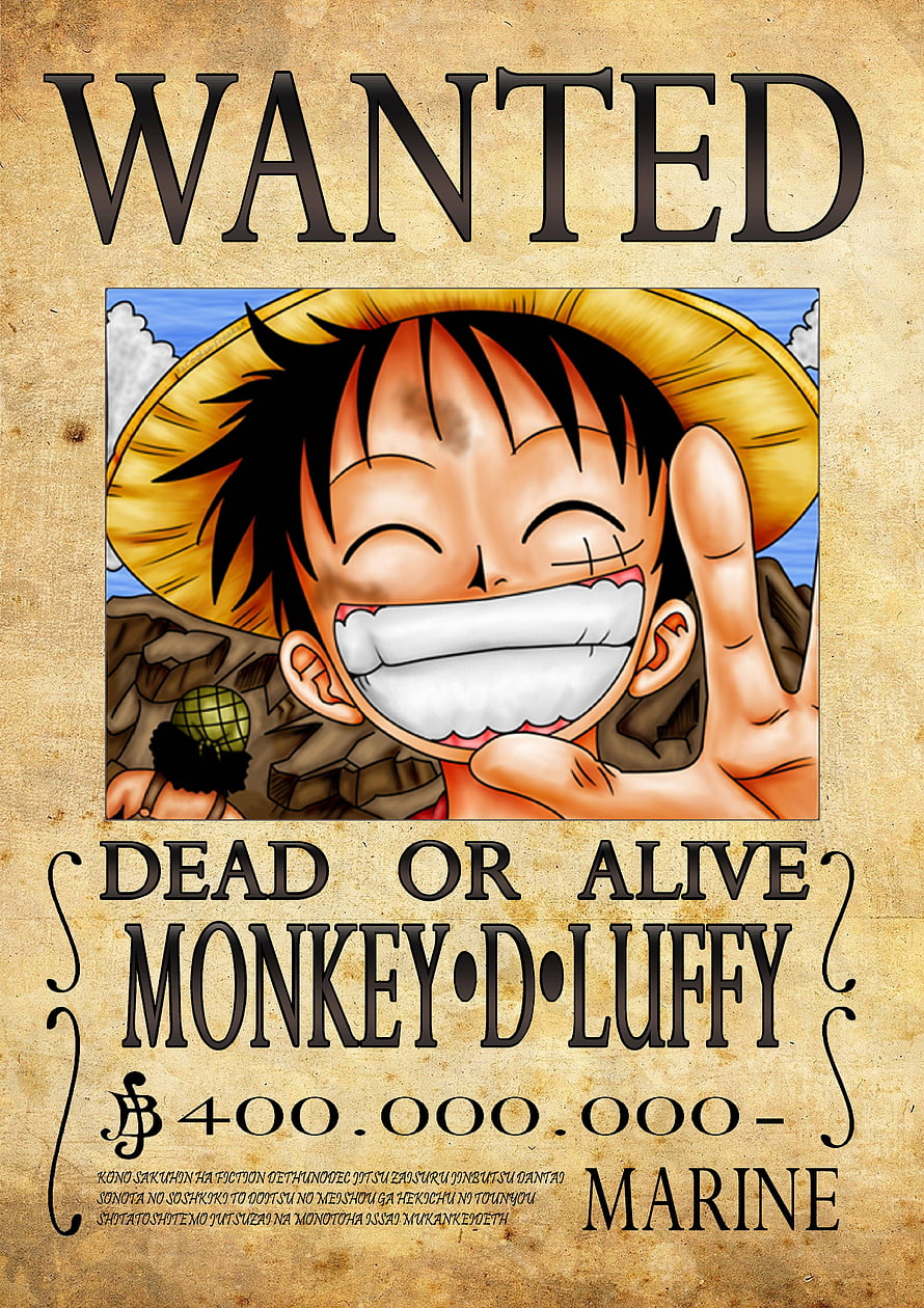 Monkey D. Luffy Wanted Poster from One Piece with 400 Million Berry Bounty HD phone wallpaper