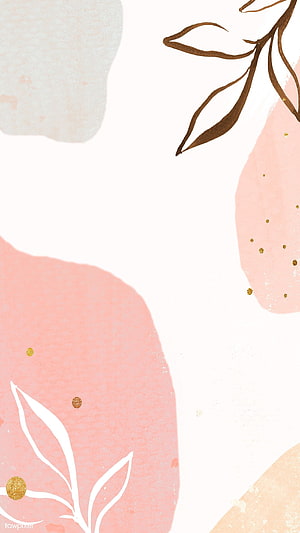 Minimalist Abstract Floral Wallpaper With Soft Pink Blobs And Gold Accents HD phone wallpaper