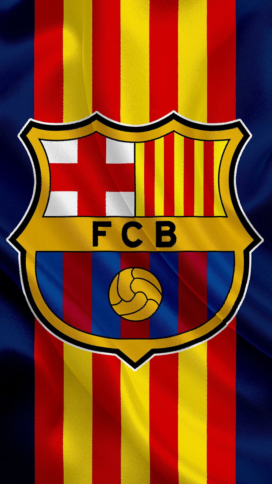 FC Barcelona Crest on Striped Fabric Background HD phone wallpaper