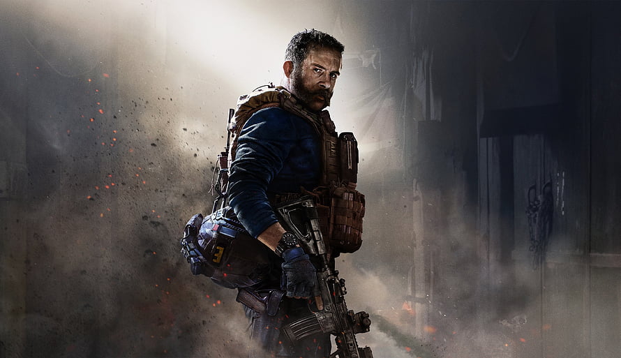 Call of Duty Modern Warfare 2019 Soldier in Combat Gear Amidst Smoke and Embers HD wallpaper