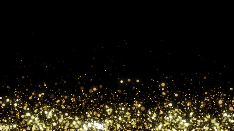 Golden Sparkles and Bokeh Particles on a Deep Black Background HD wallpaper