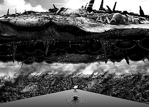 One Punch Man Saitama Confronts Giant Spaceship Over Destroyed City HD wallpaper