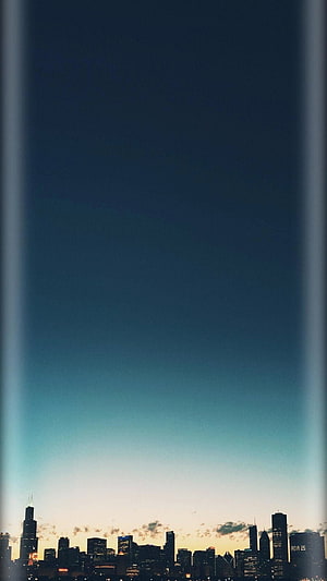 Minimalist Chicago Skyline Silhouette Against a Gradient Twilight Sky HD phone wallpaper