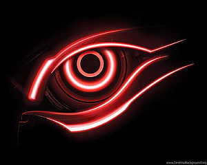 Gigabyte Gaming Red Neon Eye Logo on Black Background HD wallpaper