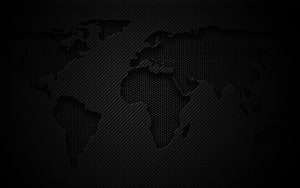Dark Hexagonal World Map Pattern on Matte Black Background HD wallpaper