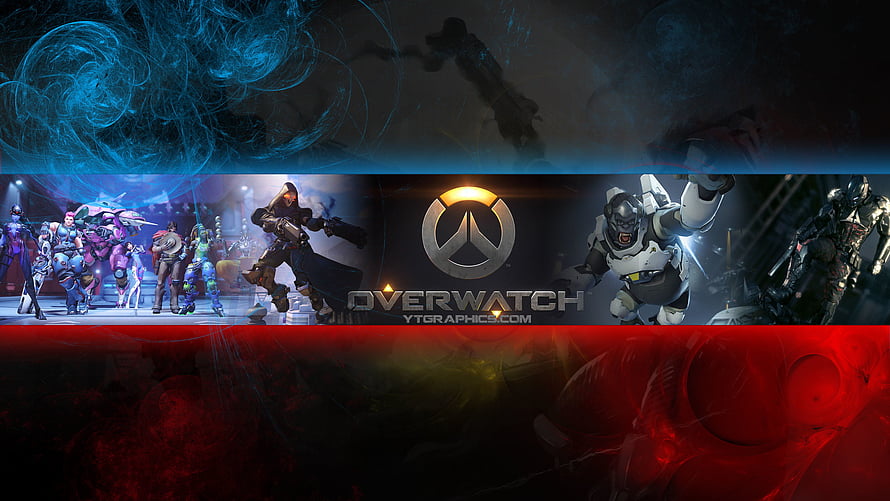 Overwatch Hero Lineup and Logo on Dark Abstract Background HD wallpaper