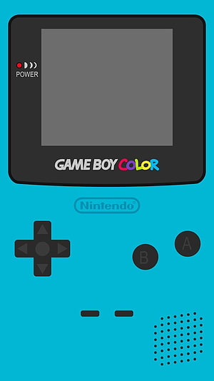 Cyan Nintendo Game Boy Color Handheld Console Minimalist Vector Illustration HD phone wallpaper