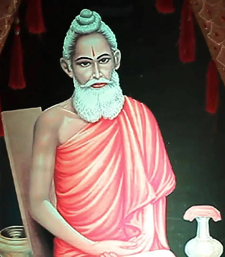 Loknath Baba Portrait in Traditional Red Dhoti with White Beard and Topknot HD phone wallpaper
