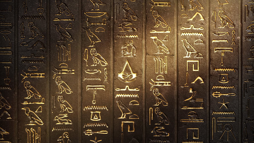 Assassin's Creed Origins Egyptian Hieroglyphs Carved Stone Texture Pattern HD wallpaper
