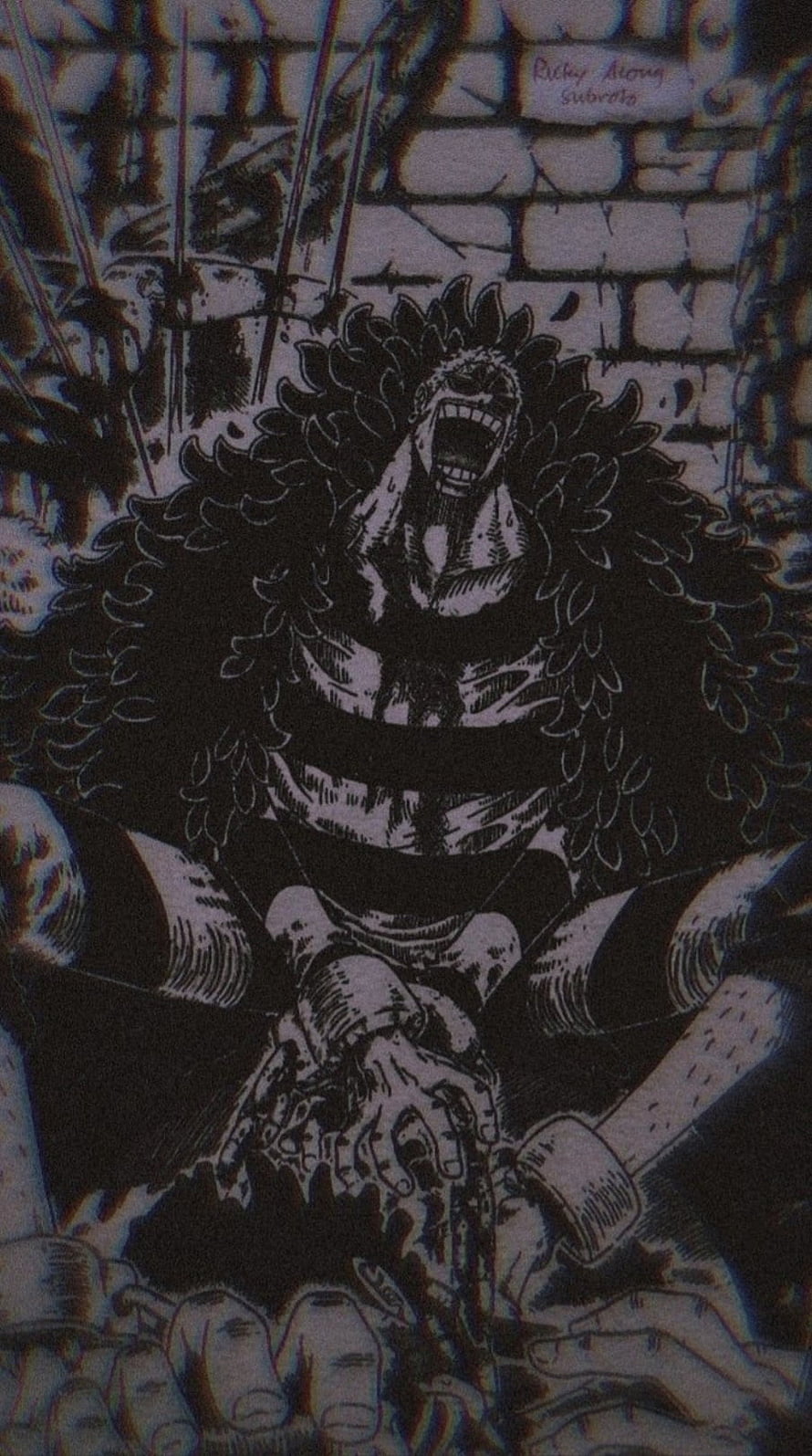 Doflamingo Manga Panel from One Piece with Dark Aesthetic and Glitch Effect HD phone wallpaper