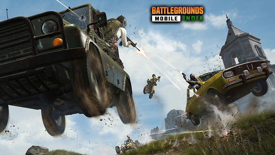 Battlegrounds Mobile India Vehicle Combat Scene with Jeep and Motorcycle HD wallpaper