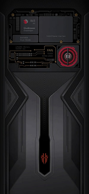 Gaming Phone Internal Hardware Layout Featuring Snapdragon 865 5G Chipset and Cooling Fan HD phone wallpaper