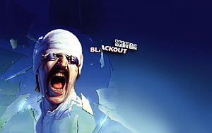 Scorpions Blackout Album Cover Art Featuring Band Member and Shattered Glass Effect HD wallpaper
