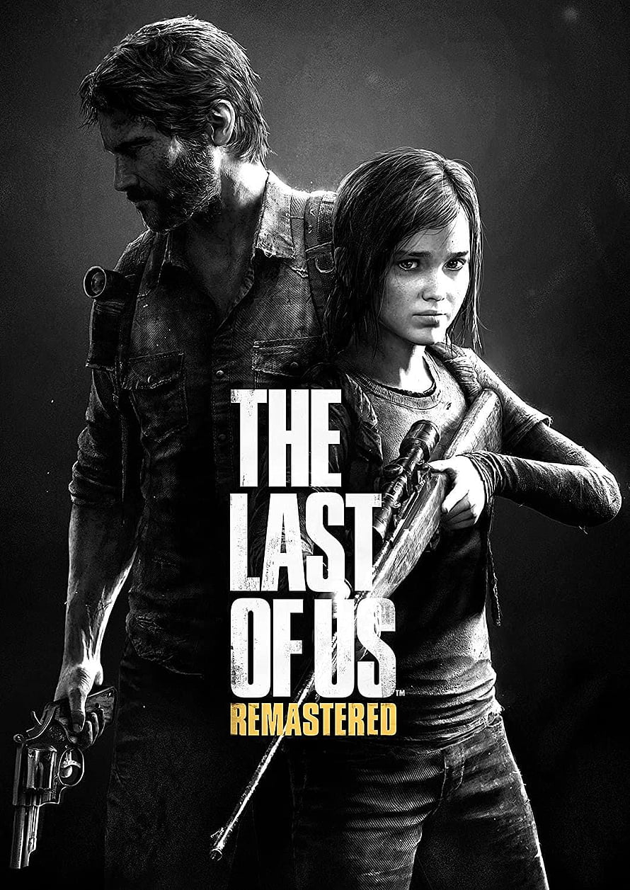 The Last of Us Remastered Poster Featuring Joel and Ellie in Dramatic Black and White HD phone wallpaper