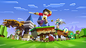 Blockman Go Blocky Adventure Scene With Characters And Floating Island HD wallpaper
