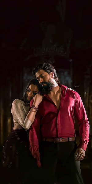 KGF Chapter 2 Rocky and Yash in a romantic embrace wearing traditional Indian attire HD phone wallpaper