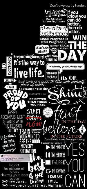 Inspirational Typography Collage with Motivational Quotes on Black Background HD phone wallpaper