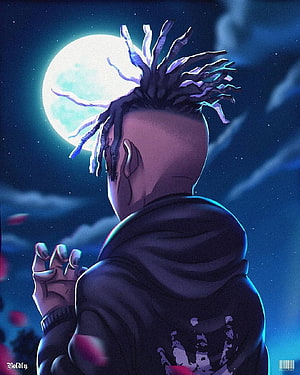 XXXTentacion Anime Style Portrait Under Full Moon HD phone wallpaper