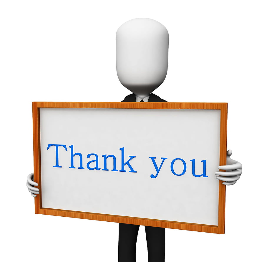 3D Business Figure Holding Whiteboard with Thank You Message HD phone wallpaper