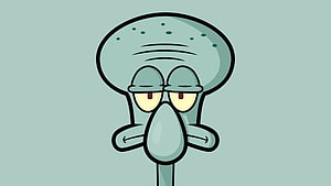Squidward Tentacles from SpongeBob SquarePants in a Minimalist Flat Cartoon Style HD wallpaper