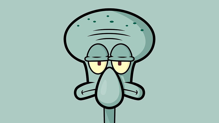 Squidward Tentacles from SpongeBob SquarePants in a Minimalist Flat Cartoon Style HD wallpaper