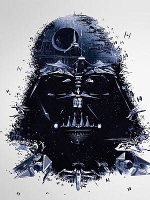 Star Wars Imperial Fleet Formation Artwork Featuring Death Star and TIE Fighters HD phone wallpaper
