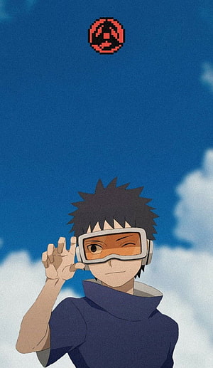 Young Obito Uchiha Wearing Goggles and Making an OK Sign Against a Blue Sky HD phone wallpaper