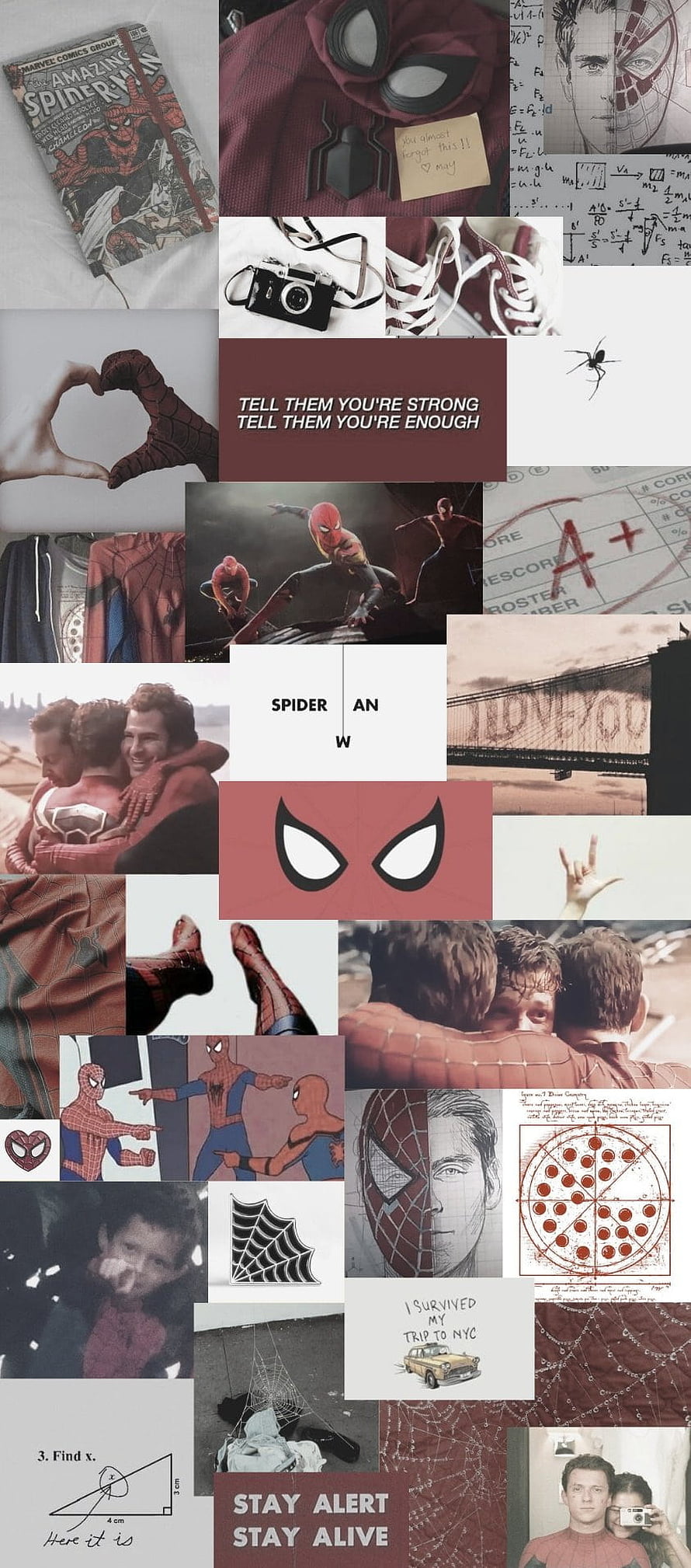 Spider-Man No Way Home Collage with Suit, Comics, and Movie Scenes HD phone wallpaper