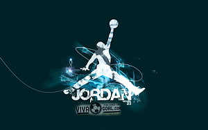 Michael Jordan Air Jordan Jump Silhouette with Blue Splash Effect HD wallpaper