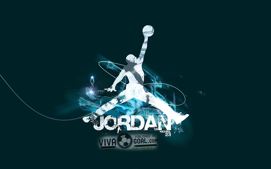Michael Jordan Air Jordan Jump Silhouette with Blue Splash Effect HD wallpaper