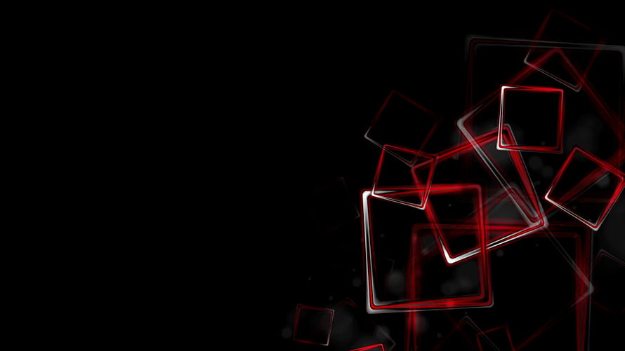 Abstract Red Geometric Squares on Black Background with Glossy Motion Design HD wallpaper