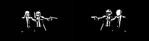 Star Wars Characters in Suits Aiming Pistols on Black Background HD wallpaper