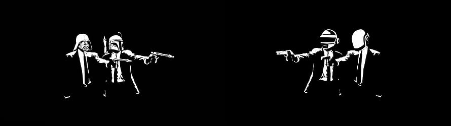 Star Wars Characters in Suits Aiming Pistols on Black Background HD wallpaper