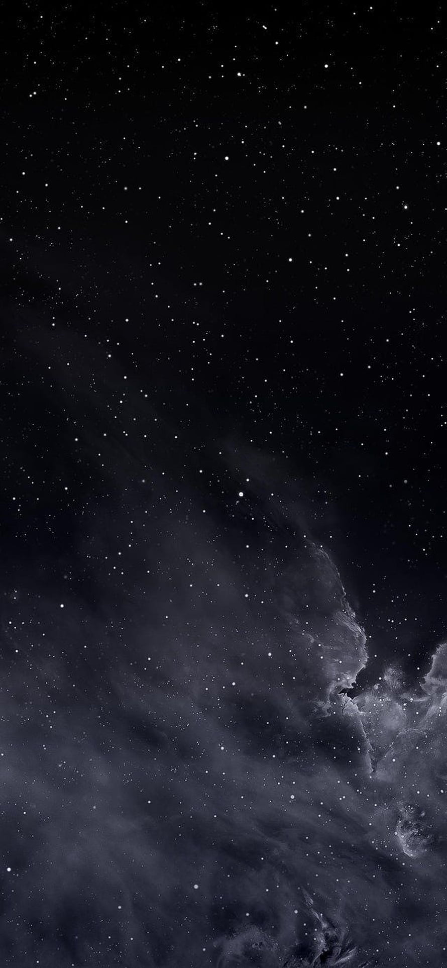 Monochrome Deep Space Nebula and Star Field Against a Pitch Black Sky HD phone wallpaper