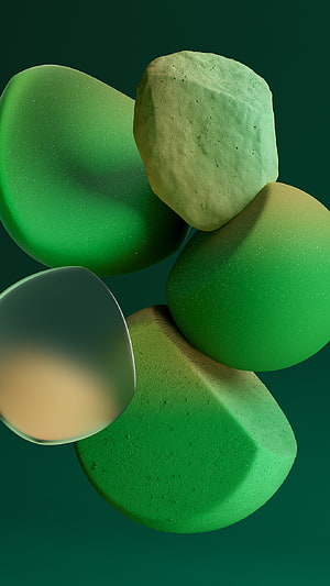 Abstract Green 3D Pebbles and Smooth Stones on Dark Background HD phone wallpaper
