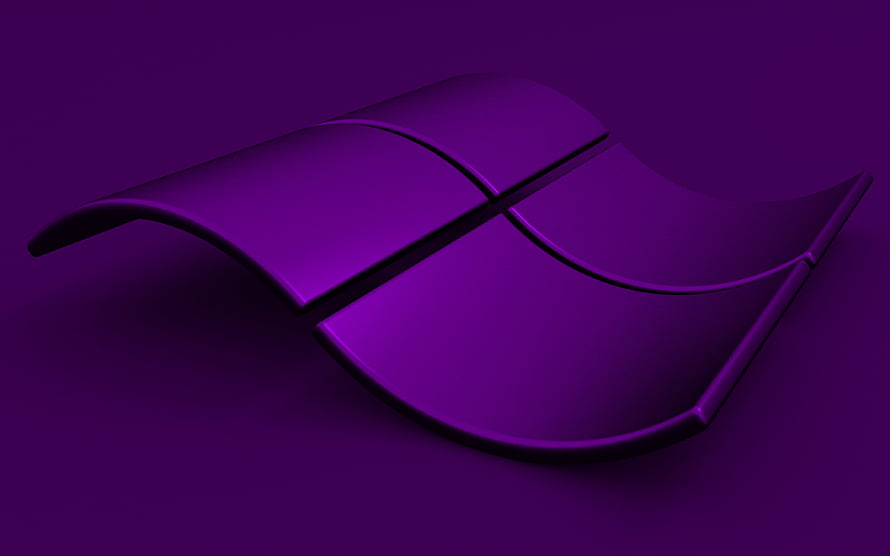 Windows 3D Wavy Logo in Deep Violet with Abstract Geometric Design HD wallpaper
