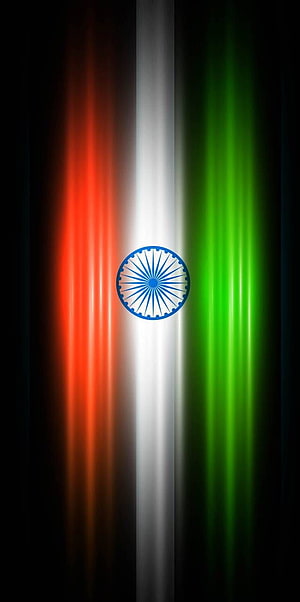Glowing Indian National Flag with Ashoka Chakra on Dark Background HD phone wallpaper