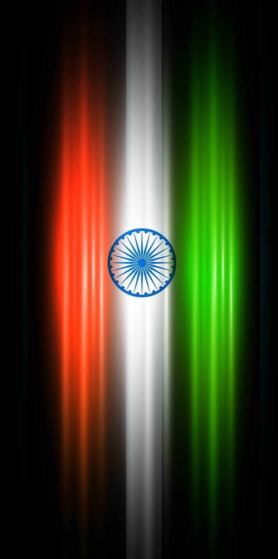 Glowing Indian National Flag with Ashoka Chakra on Dark Background HD phone wallpaper