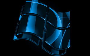 Windows 7 Glass Logo in Deep Blue on Black Background HD wallpaper